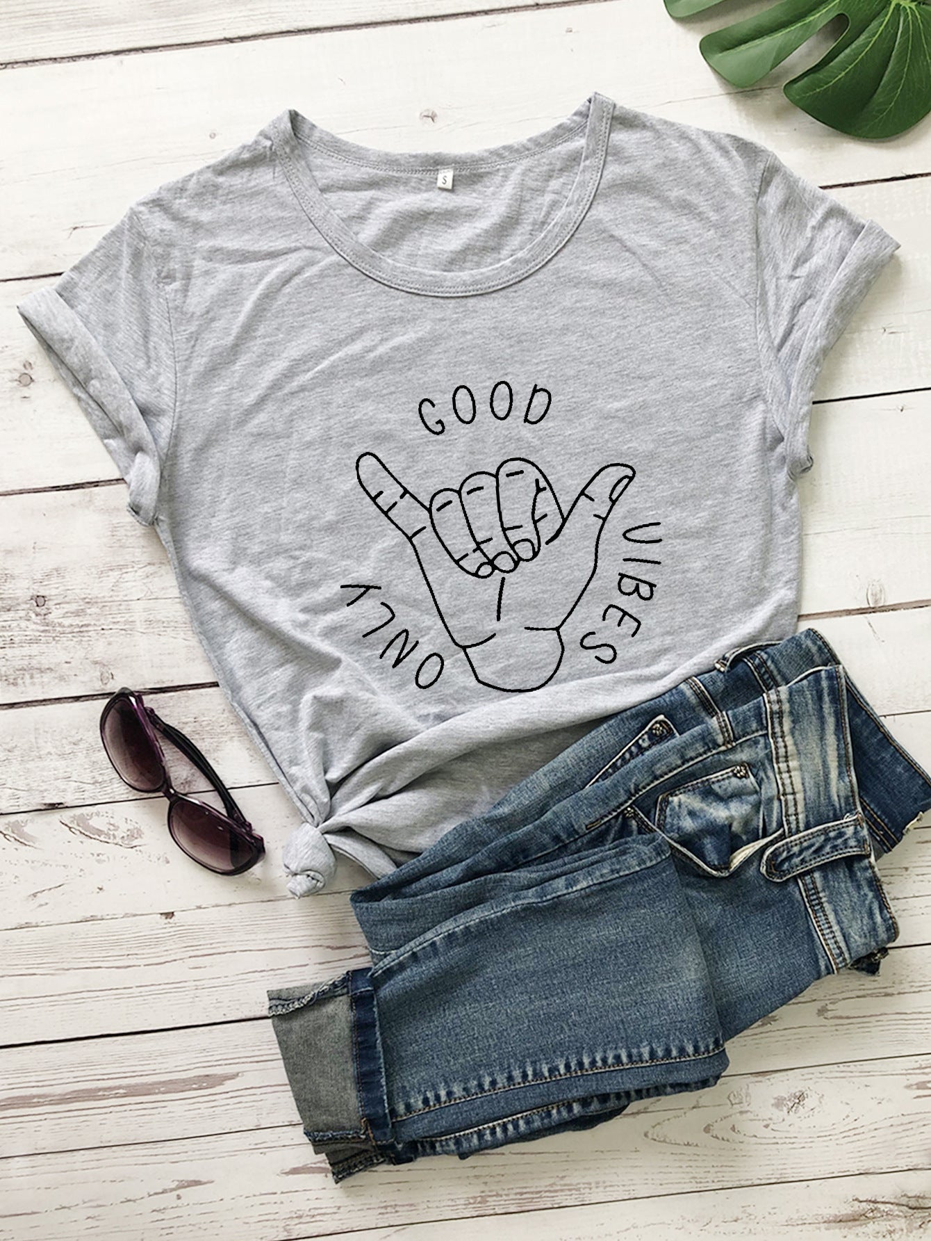 Good Vibes Only Short Sleeve European And American Alphabet Street Casual T Sleeve