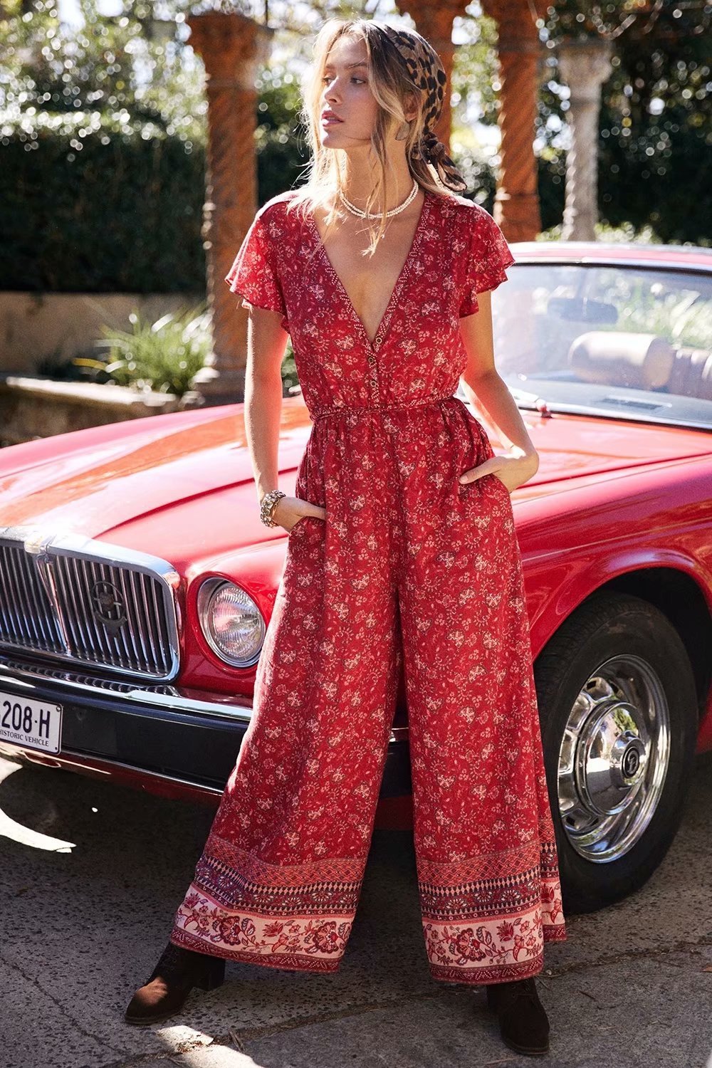 Vacation print jumpsuit