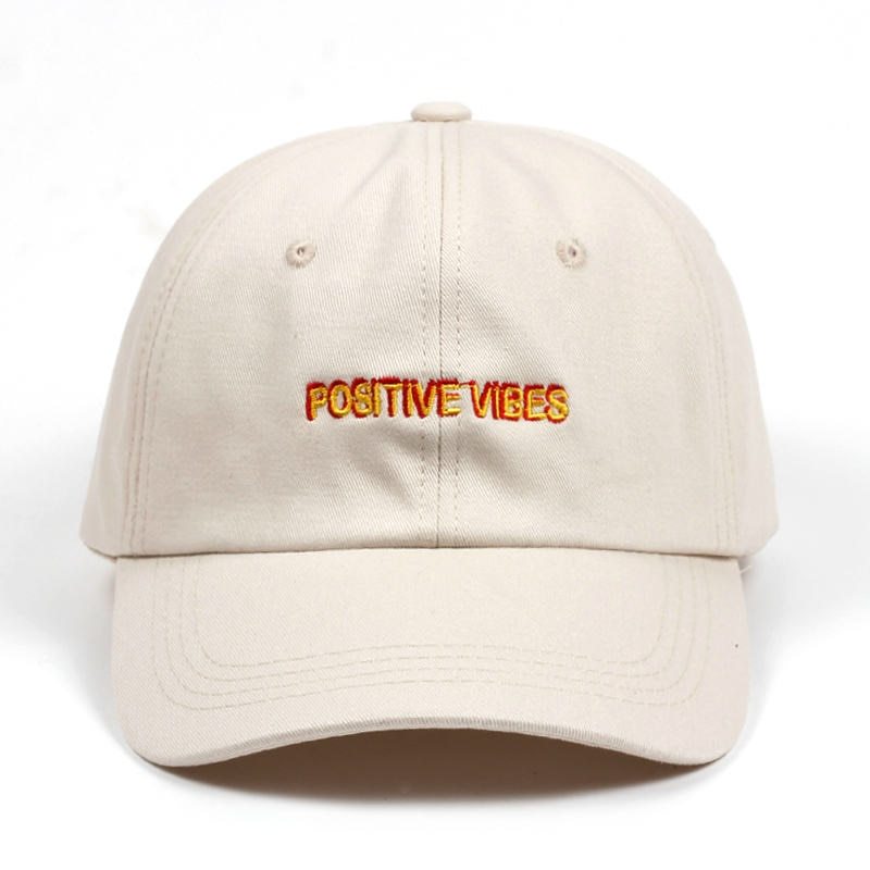 New Positive Vibes Cotton Embroidery Baseballcap Men Women
