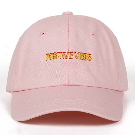 New Positive Vibes Cotton Embroidery Baseballcap Men Women