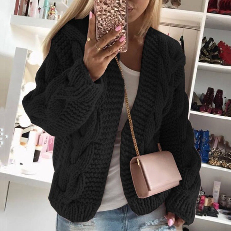 Women's Rough Bold Twist Knit Cardigan