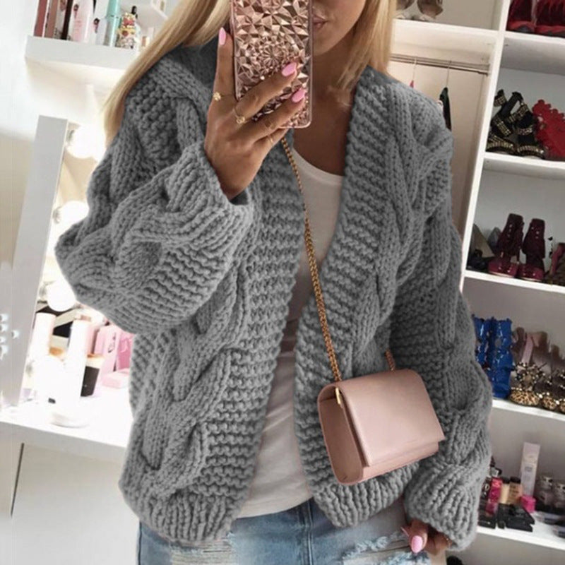 Women's Rough Bold Twist Knit Cardigan