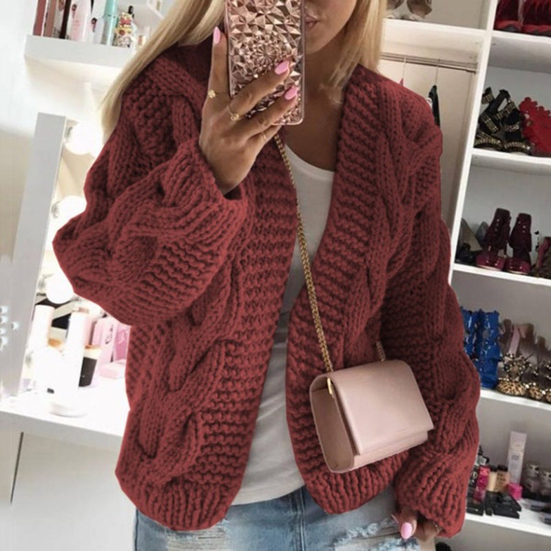 Women's Rough Bold Twist Knit Cardigan